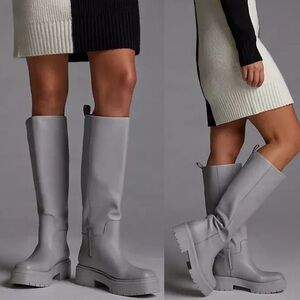 Sam Edelman x Anthropologie Larina Tall Leather Waterproof Boots In Gray Size 10